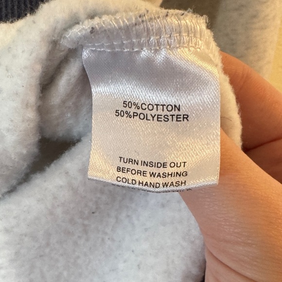 13 women’s Crewneck Sweater - Light Gray with Navy Trim - Picture 4 of 6